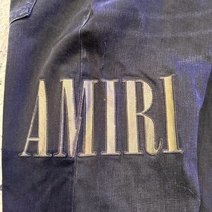 Amiri Jeans Black Distressed with Camo patch